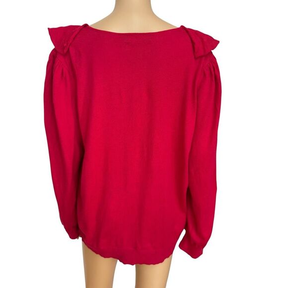 Lauren Ralph Lauren cotton blend Sweater Red Ruffle Trim Jersey Size 3X - Picture 3 of 7